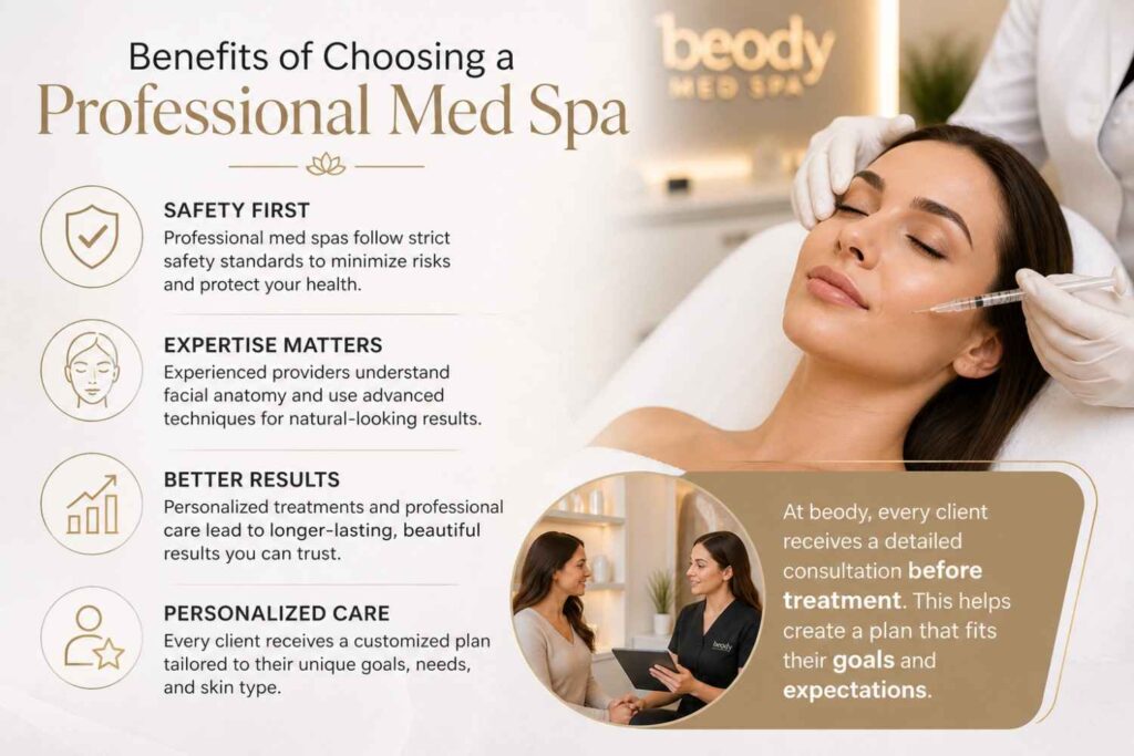 Benefits of choosing a professional med spa with safe Botox treatments, expert injectors, and personalized consultation