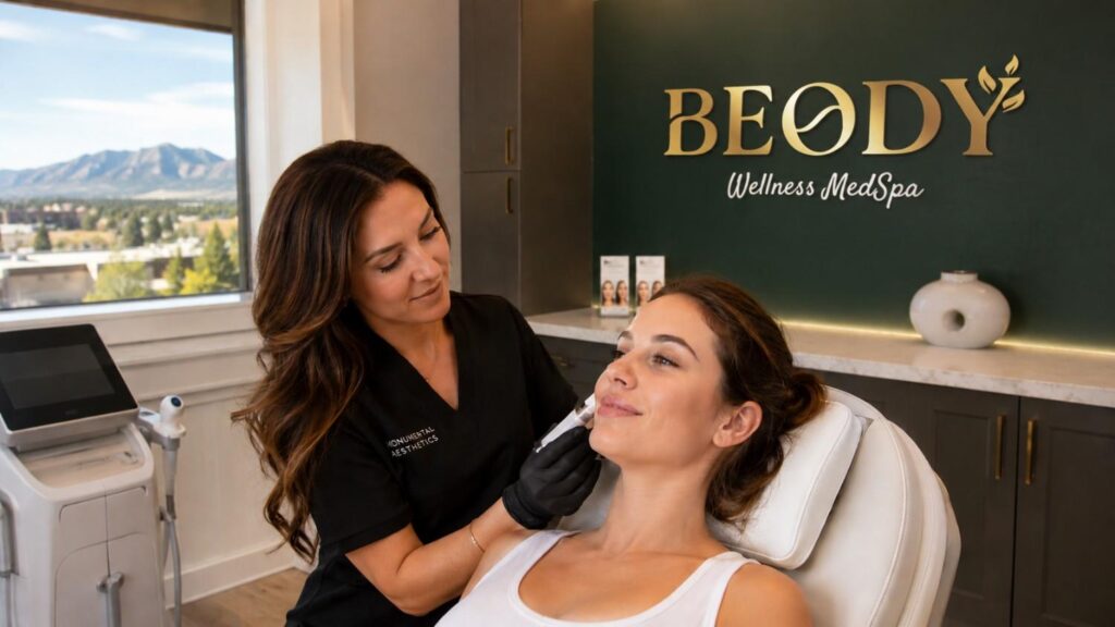Non-surgical facial aesthetics treatment at a luxury med spa in Monument CO for natural beauty enhancement